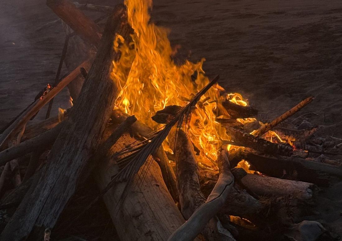Bonfire at Kenshō Stables during FORGE retreat, Wimberley Texas